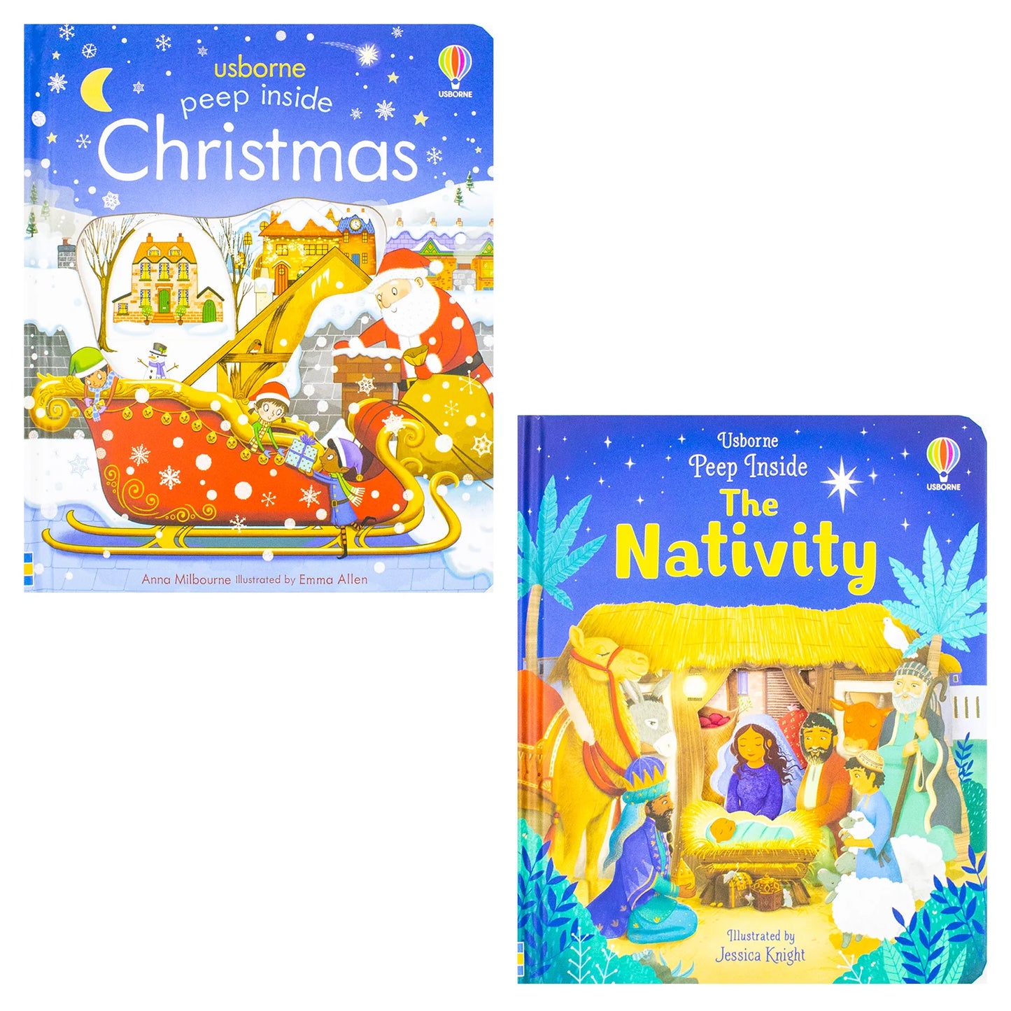 Peep Inside Christmas & The Nativity – 2 Book Collection Pack - By Anna Milbourne - Board Books
