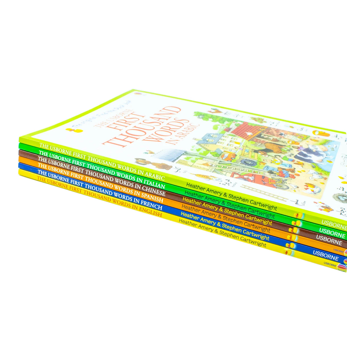 Usborne First Thousand Words – 6 Book Language Collection: English, Arabic, Chinese, Italian, French & Spanish - By Heather Amery - Paperback