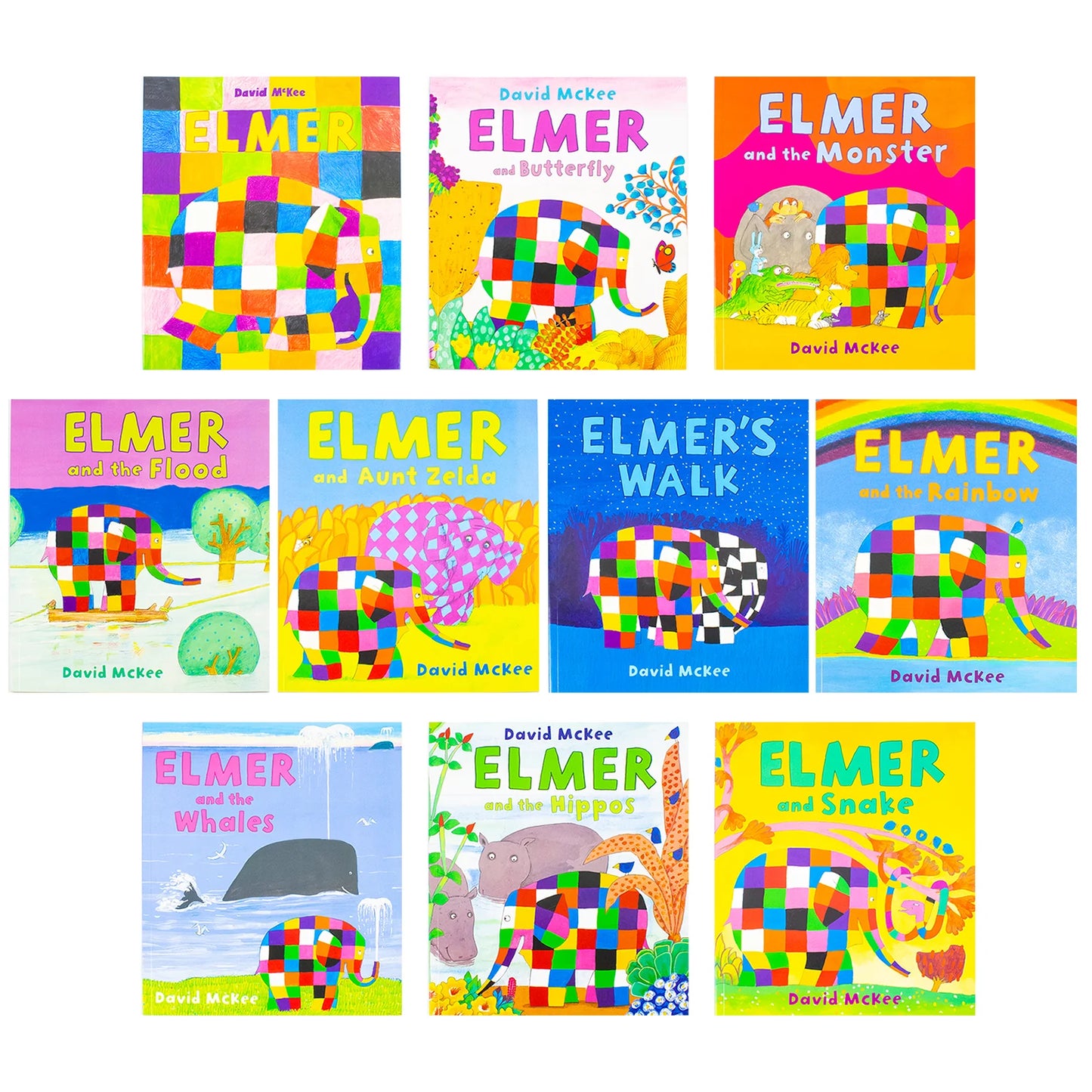 Elmer the Patchwork Elephant – 10 Book Collection Set: Illustrated Children's Picture Books - By David McKee - Paperback