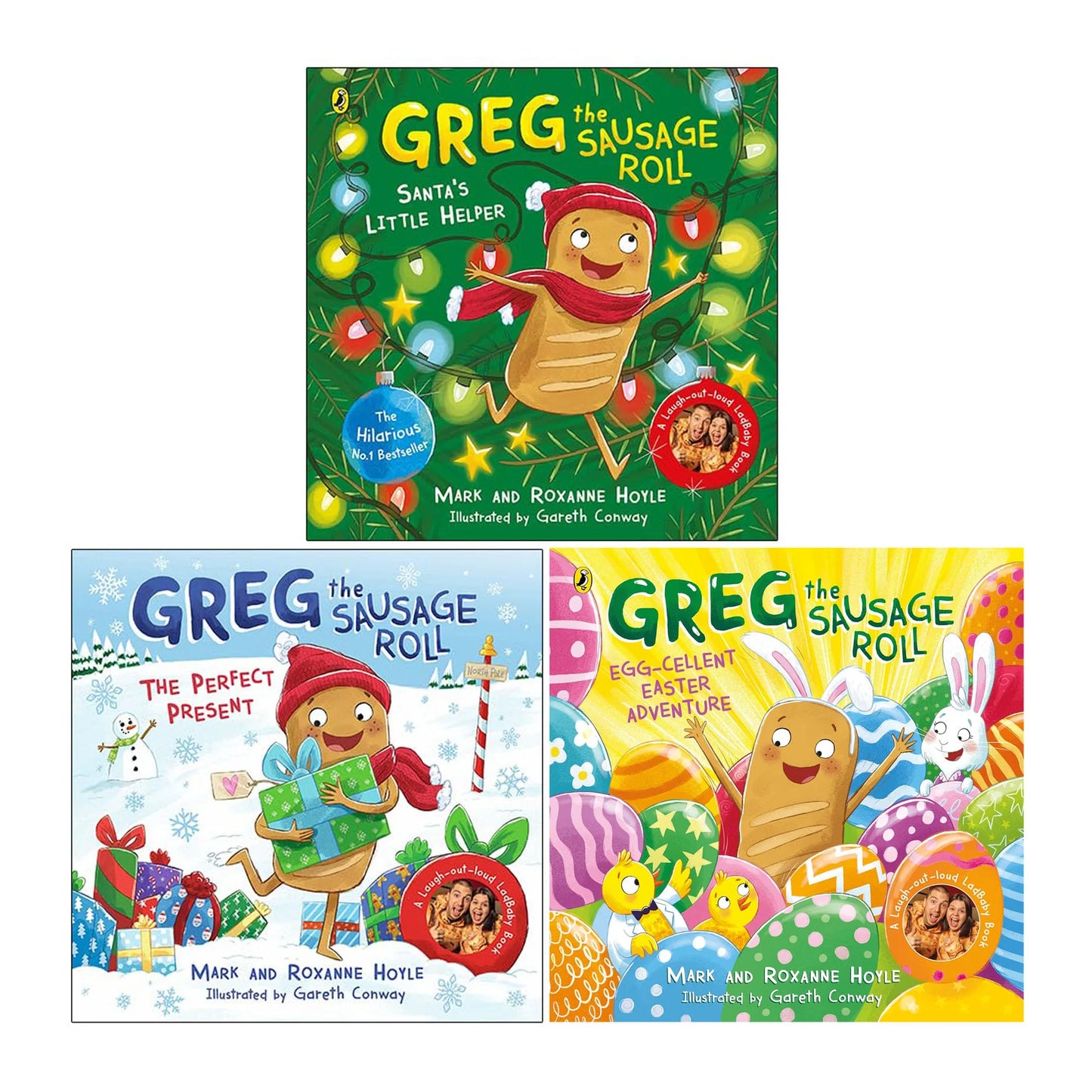 Greg the Sausage Roll Collection – 3 Book Set: Santa's Little Helper, The Perfect Present & Egg-cellent Easter Adventure - By Mark Hoyle & Roxanne Hoyle - Paperback