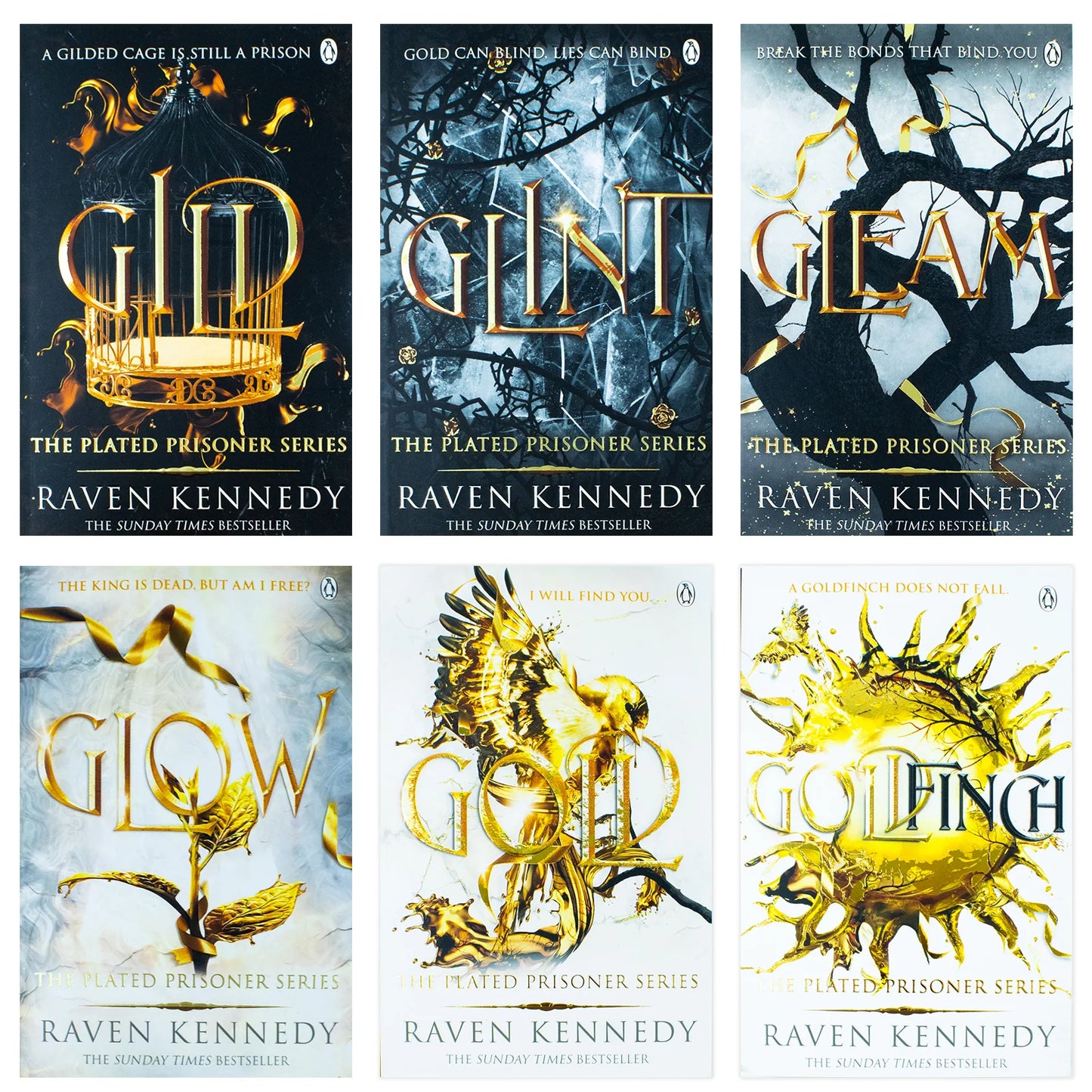 The Plated Prisoner Series – 6 Book Collection Set: Gild, Glint, Gleam, Glow, Gold & Goldfinch - By Raven Kennedy