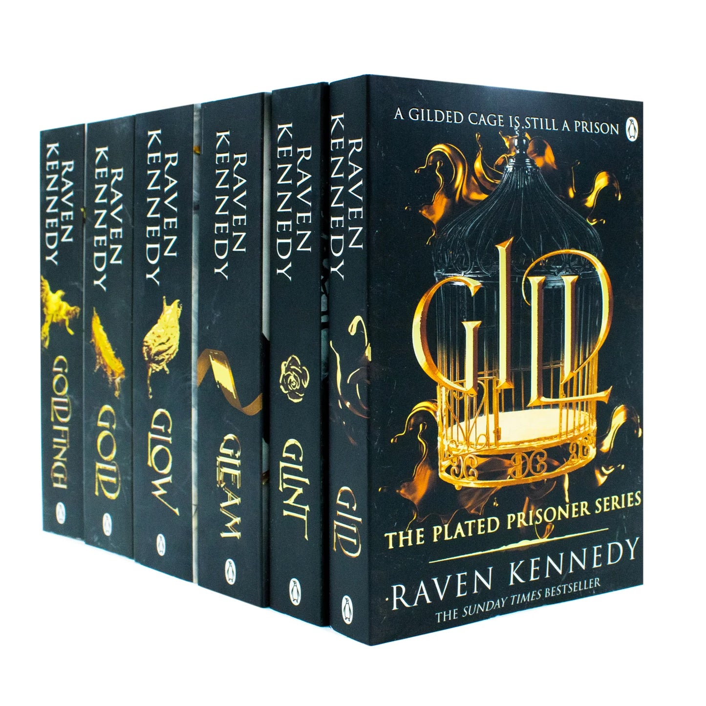 The Plated Prisoner Series – 6 Book Collection Set: Gild, Glint, Gleam, Glow, Gold & Goldfinch - By Raven Kennedy