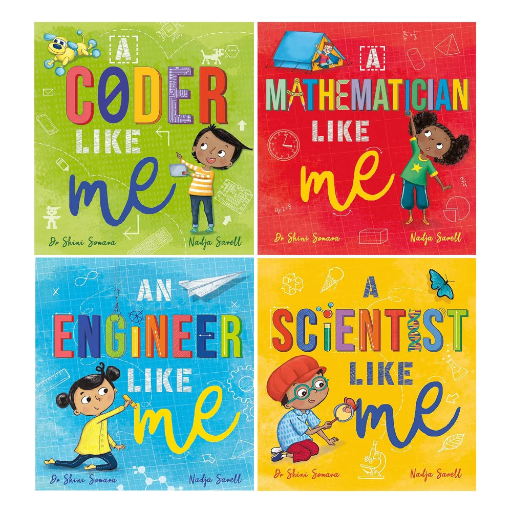 Dr Shini Somara – STEM 4 Book Collection Set: Engineer, Scientist, Mathematician & Coder Like Me - Educational Books for Young Readers