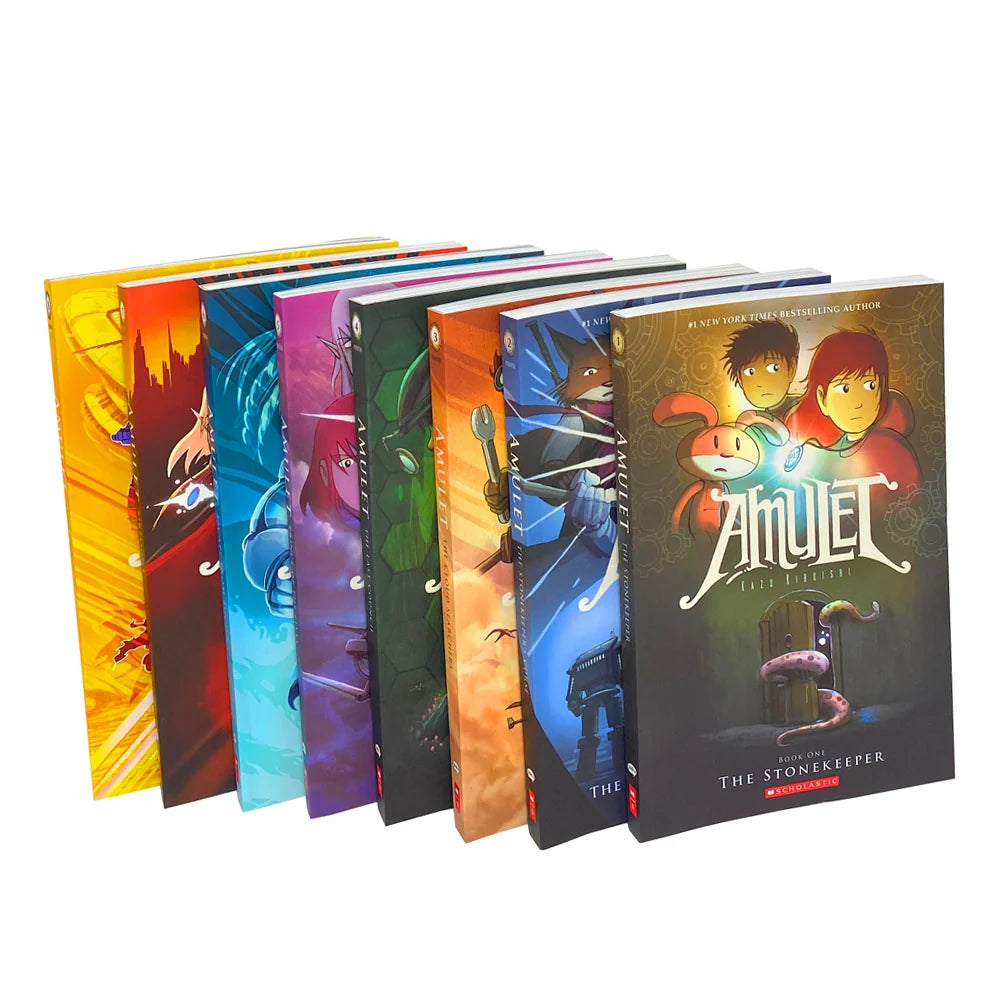 Amulet – 8 Book Collection Set - By Kazu Kibuishi - Children's Graphic Novel Fantasy Adventure Series