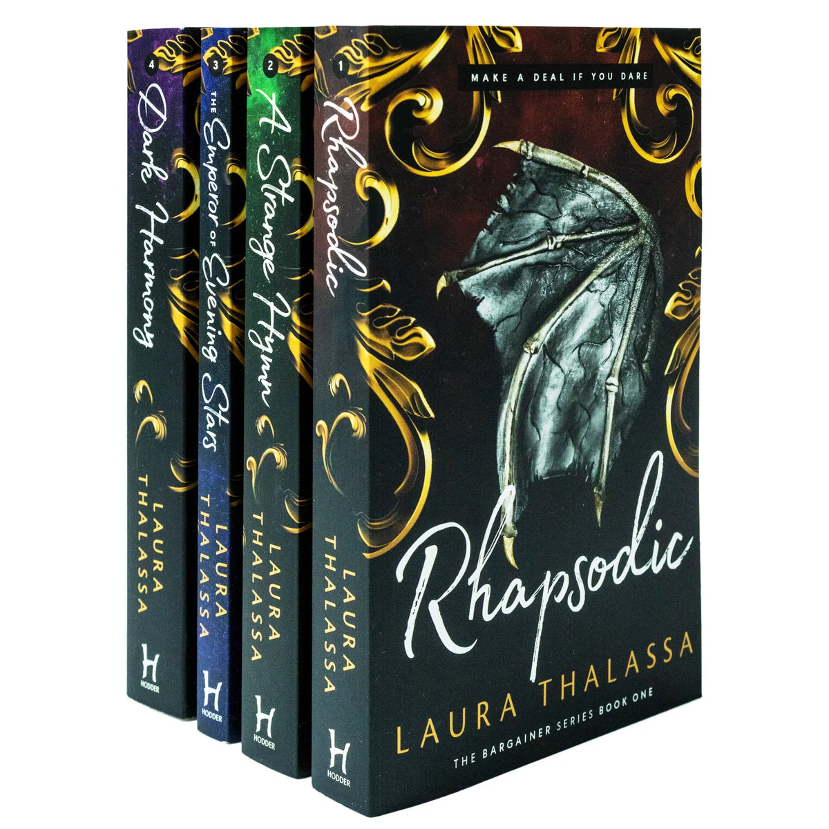 The Bargainer Series – 4 Book Collection: Rhapsodic, A Strange Hymn, The Emperor of Evening Stars & Dark Harmony - By Laura Thalassa - Paperback