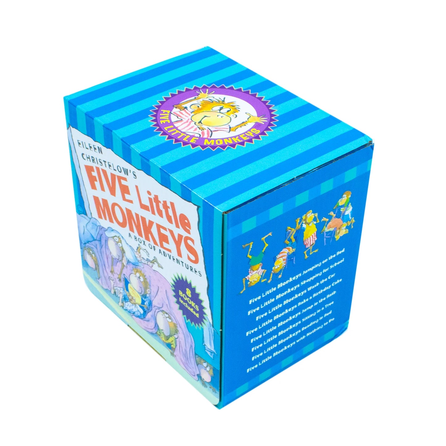 Five Little Monkeys Adventures – 8 Book Collection Box Set: Jumping on the Bed, Shopping for School, Wash the Car, Bake a Birthday Cake & More - By Eileen Christelow