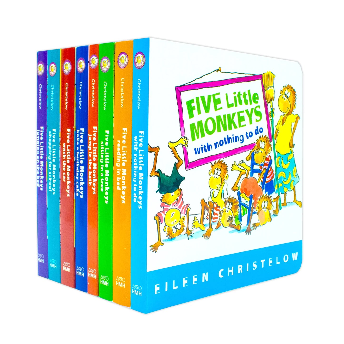 Five Little Monkeys Adventures – 8 Book Collection Box Set: Jumping on the Bed, Shopping for School, Wash the Car, Bake a Birthday Cake & More - By Eileen Christelow