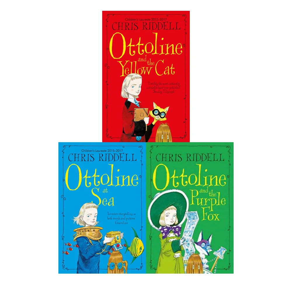 Ottoline Collection – 3 Book Set: Whimsical Adventures & Illustrated Stories - By Chris Riddell - Paperback