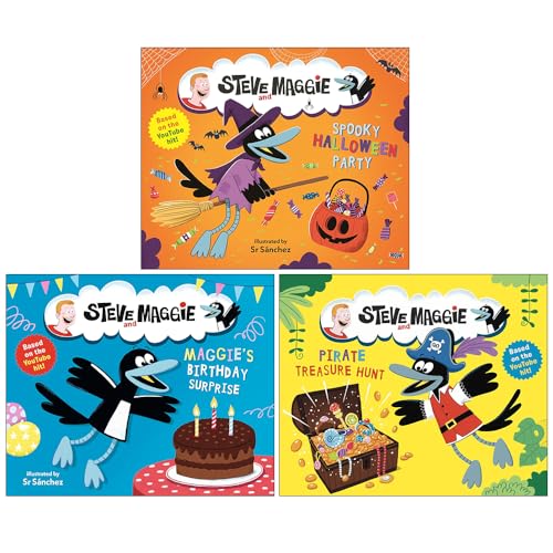Steve and Maggie Illustrated Collection – 3 Book Set: Spooky Halloween Party, Maggie's Birthday Surprise & Pirate Treasure Hunt