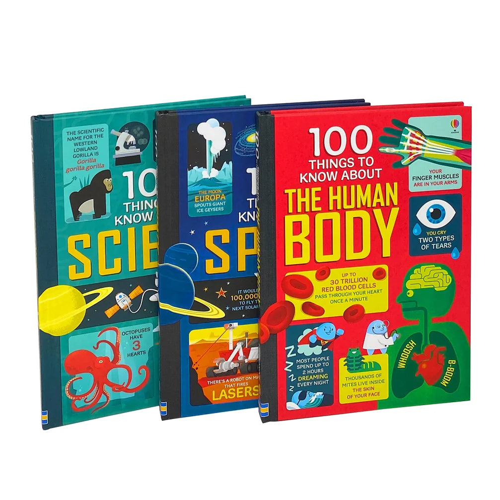 Usborne 100 Things to Know Collection – 3 Book Set: Space, Science & The Human Body - By Alex Frith, Jerome Martin & Alice James
