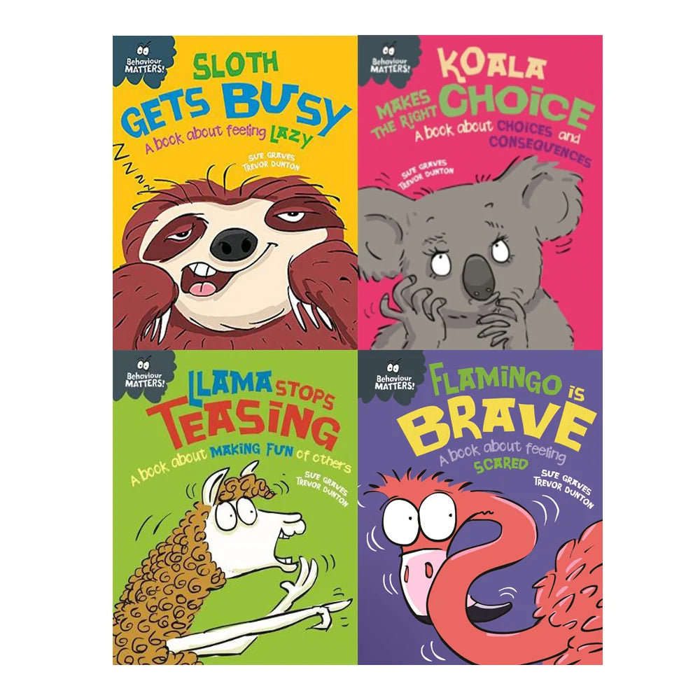 Behaviour Matters Series 3 – 4 Book Collection Set: Llama, Sloth, Koala & Flamingo - By Sue Graves