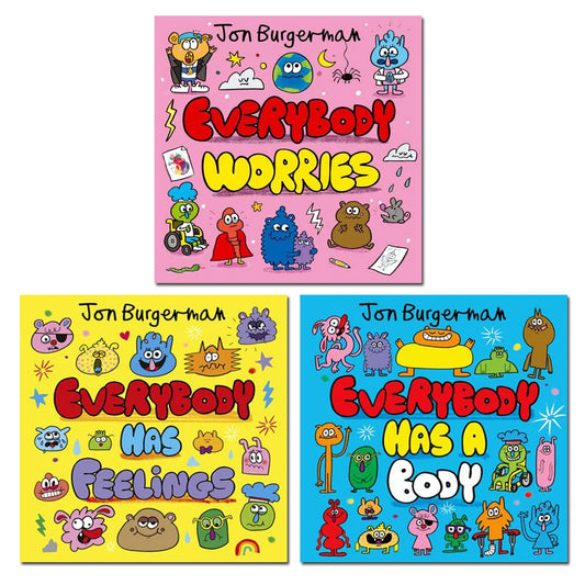 Jon Burgerman – Everybody Series: 3 Book Collection Set: Everybody Has a Body, Everybody Has Feelings & Everybody Worries - Children's Emotional Learning Books