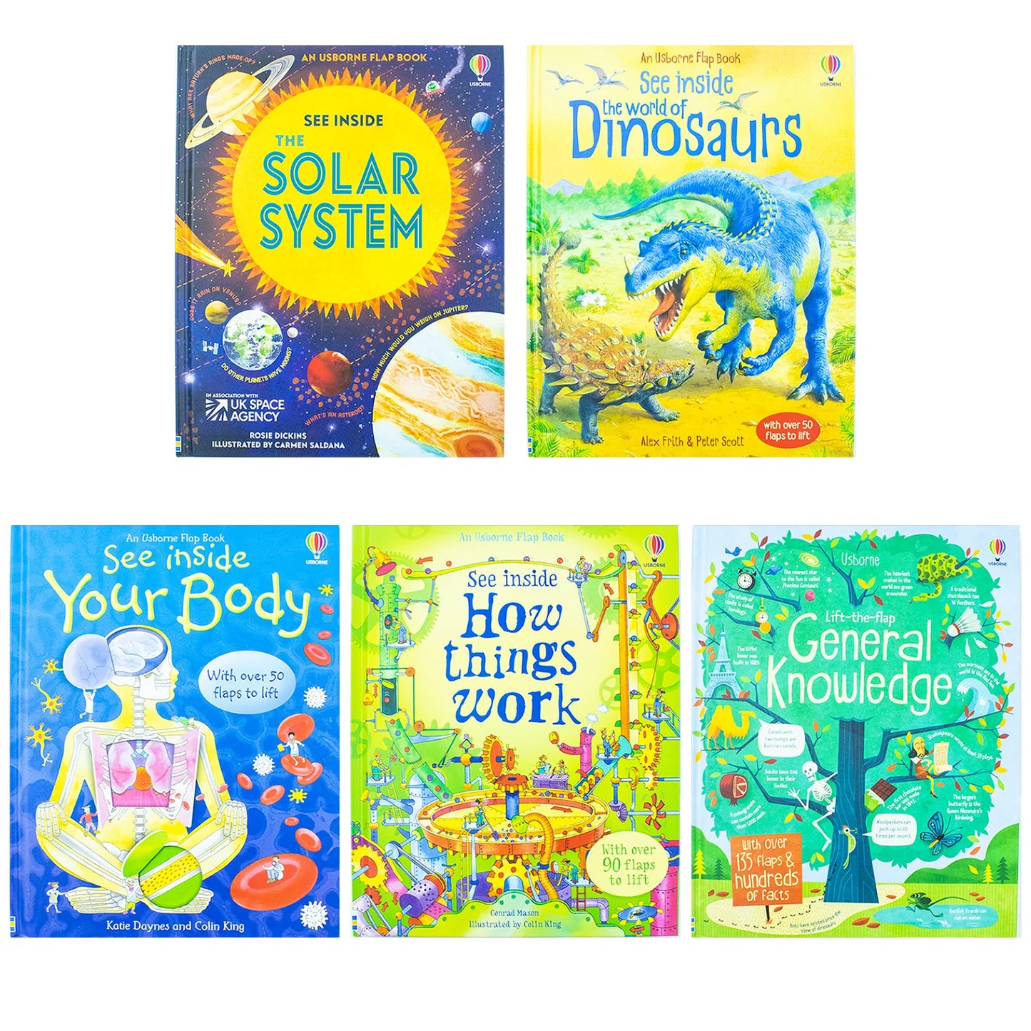 Usborne Lift-the-Flap See Inside – 5 Book Collection Set: Over 350 Flaps to Lift - Educational Children's Books