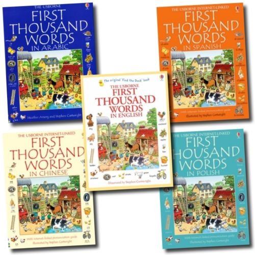 Usborne My First Thousand Words - 5 Book Set Inc Arabic, Chinese, Polish, Spanis