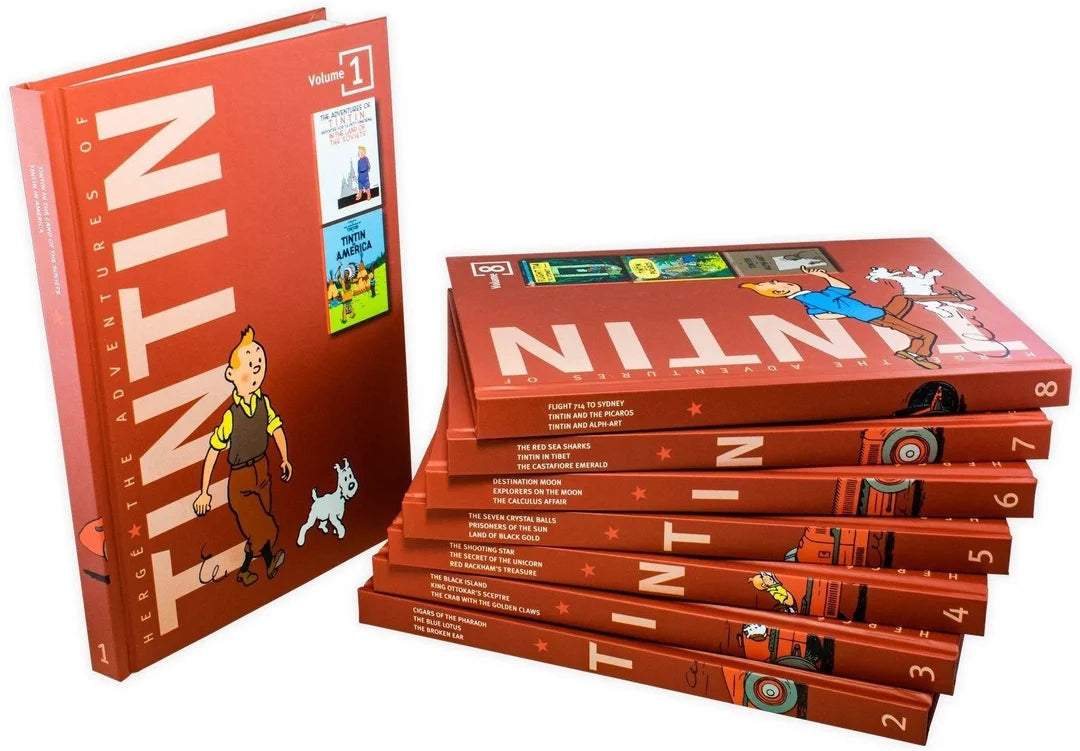 The Adventures of Tintin – 8 Book Collection Box Set: Classic Illustrated Adventures, Mystery & Comic Stories - By Hergé - Hardcover