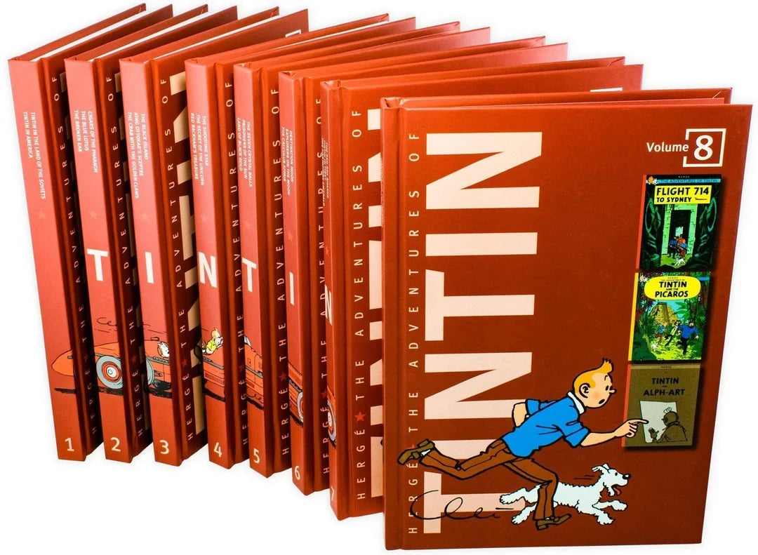 The Adventures of Tintin – 8 Book Collection Box Set: Classic Illustrated Adventures, Mystery & Comic Stories - By Hergé - Hardcover