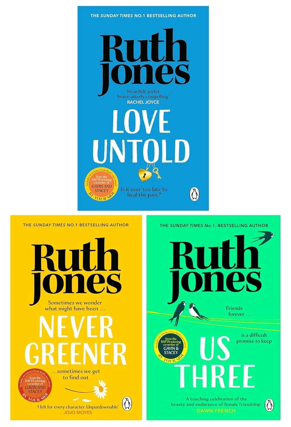 Ruth Jones – 3 Book Collection Set: Never Greener, Us Three & Love Untold - By Ruth Jones - Paperback