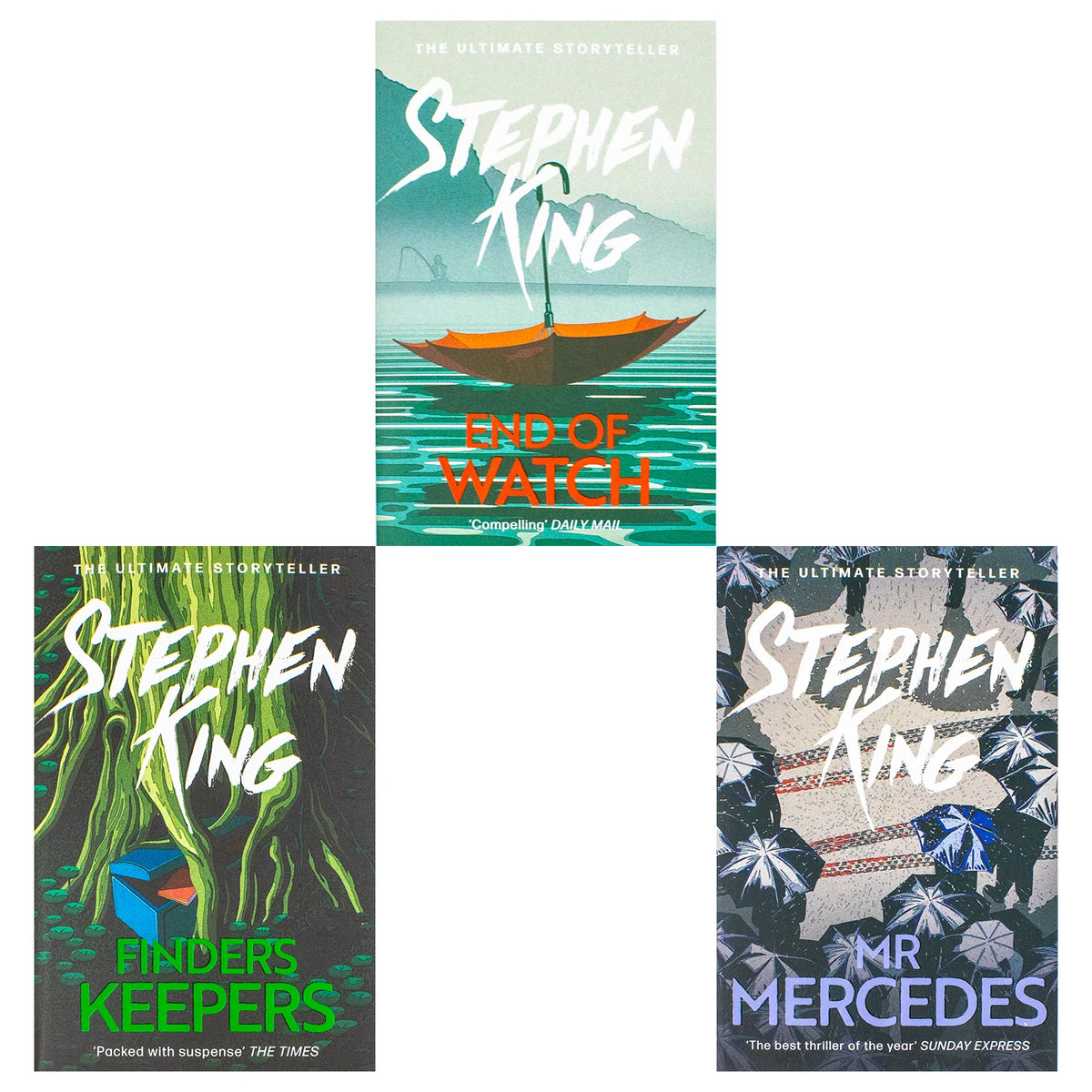 Bill Hodges Trilogy – 3 Book Set: Mr. Mercedes, Finders Keepers & End of Watch - By Stephen King - Paperback