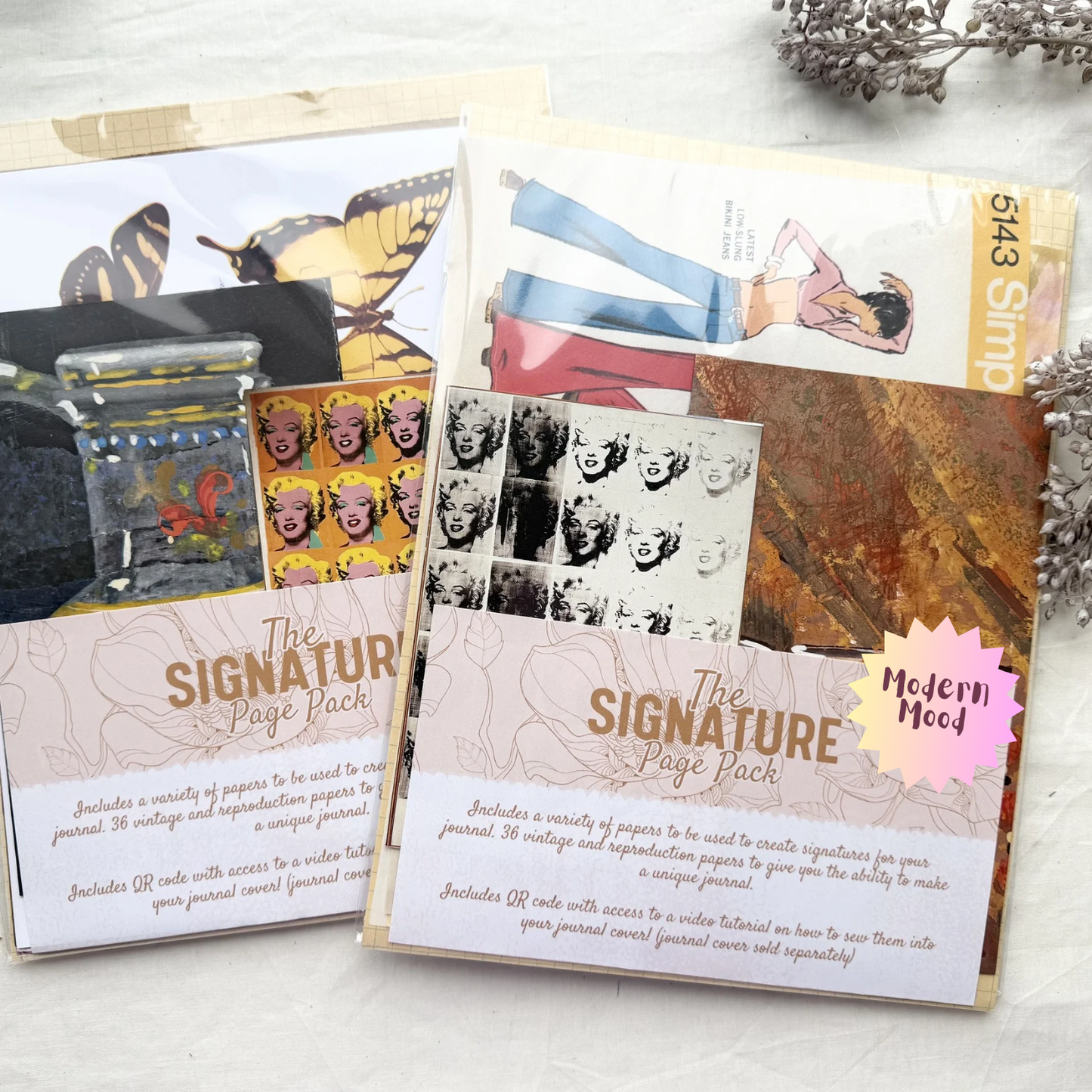 Junk Journal Page Pack- Signature Pages (Modern Mood)