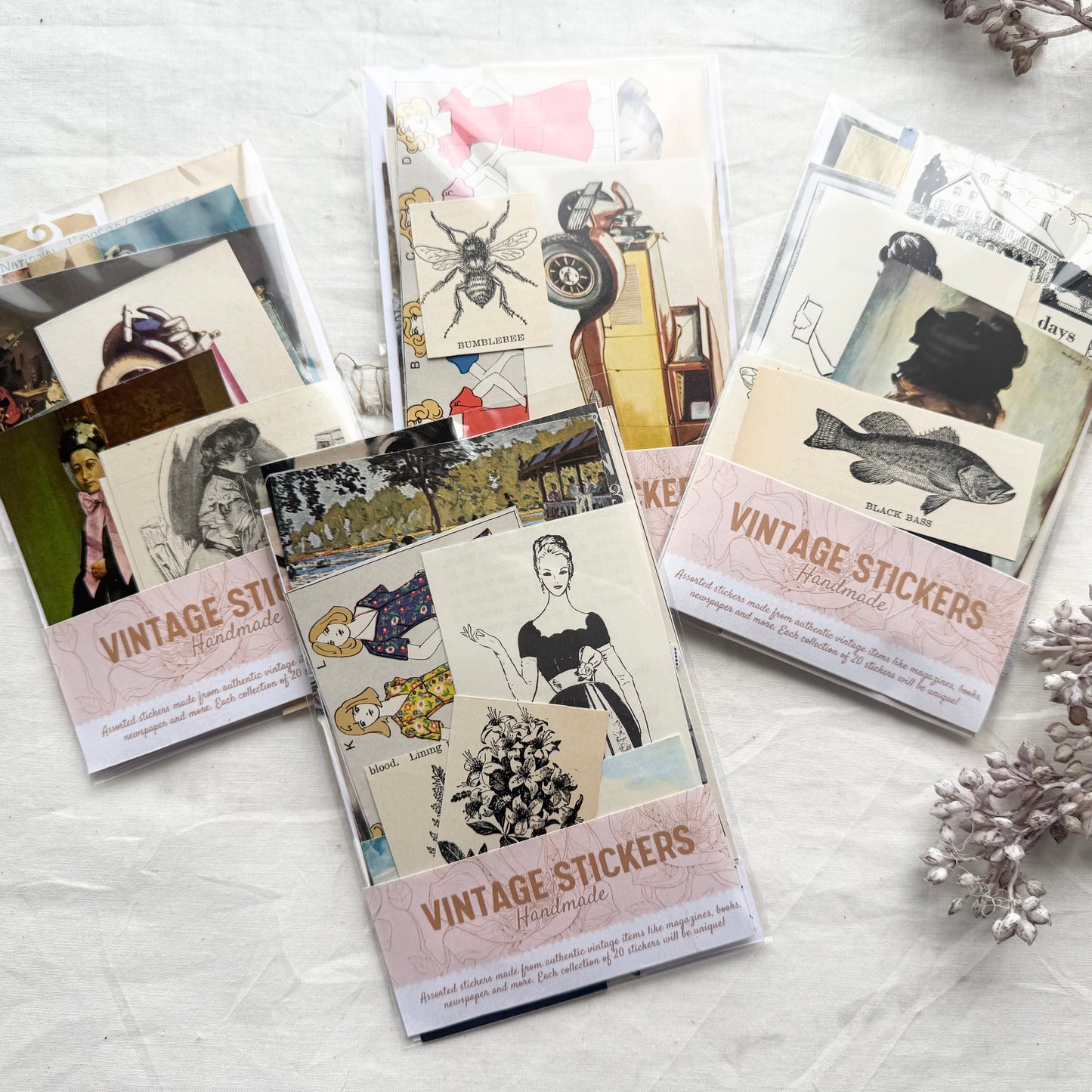 Authentic Vintage Stickers- Handmade