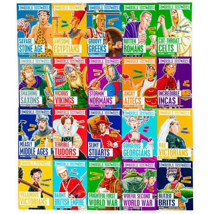 Horrible Histories – 20 Book Box Set: Savage Stone Age, Rotten Romans, Terrible Tudors & More - By Terry Deary - Paperback