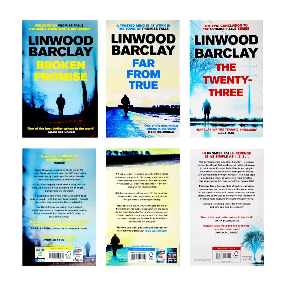 Promise Falls Trilogy – 3 Book Collection Set: Broken Promise, Far From True & The Twenty-Three - By Linwood Barclay - Mystery & Crime Thriller - Paperback
