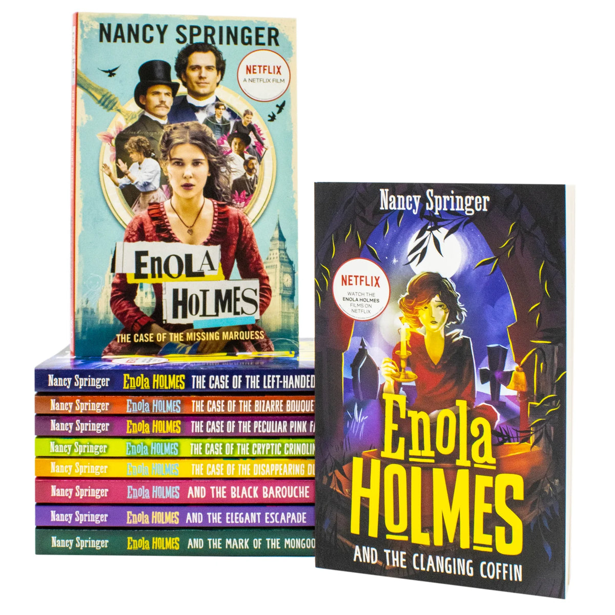 Enola Holmes Mysteries – Complete 10 Book Collection: The Case of the Missing Marquess, The Black Barouche & More - By Nancy Springer - Paperback