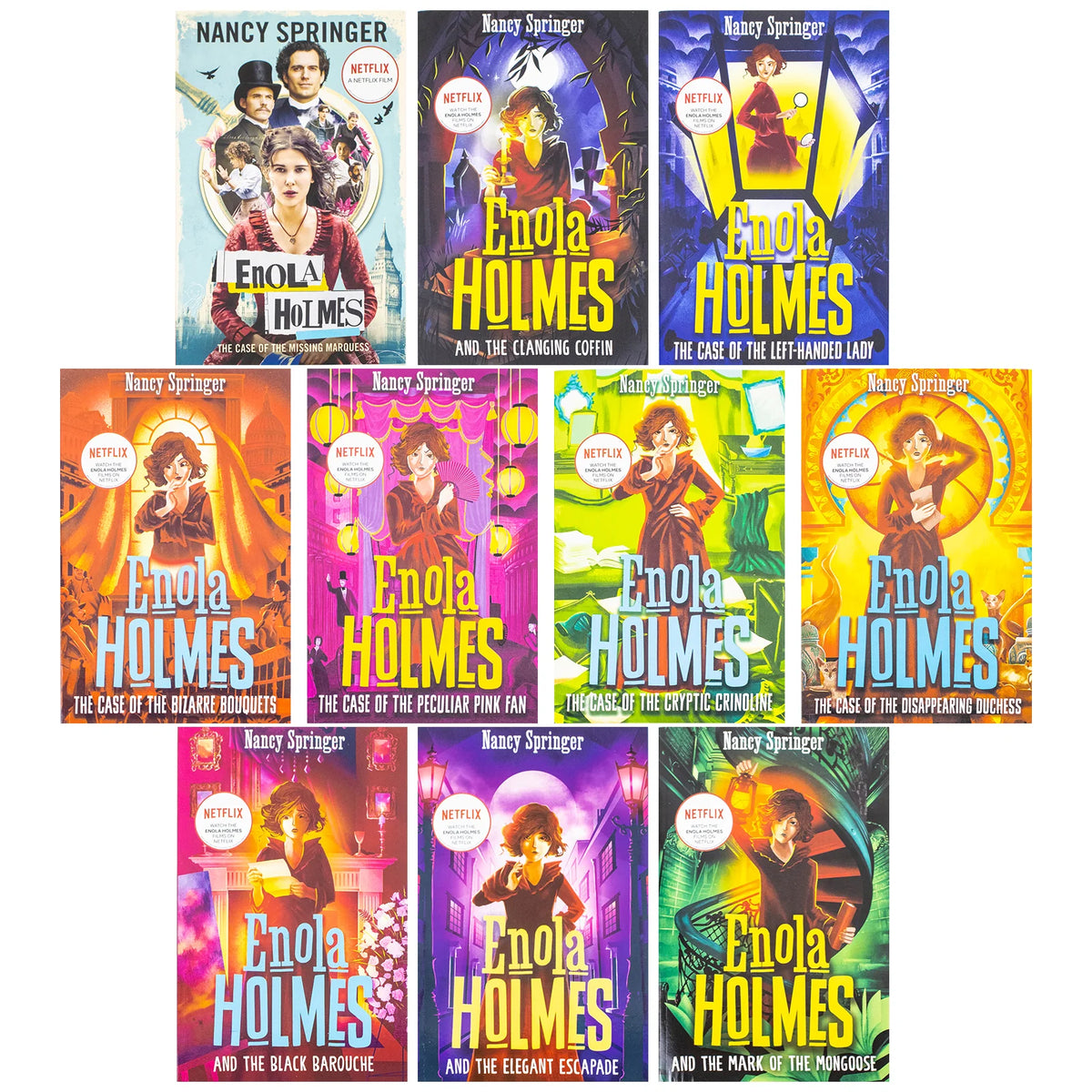 Enola Holmes Mysteries – Complete 10 Book Collection: The Case of the Missing Marquess, The Black Barouche & More - By Nancy Springer - Paperback