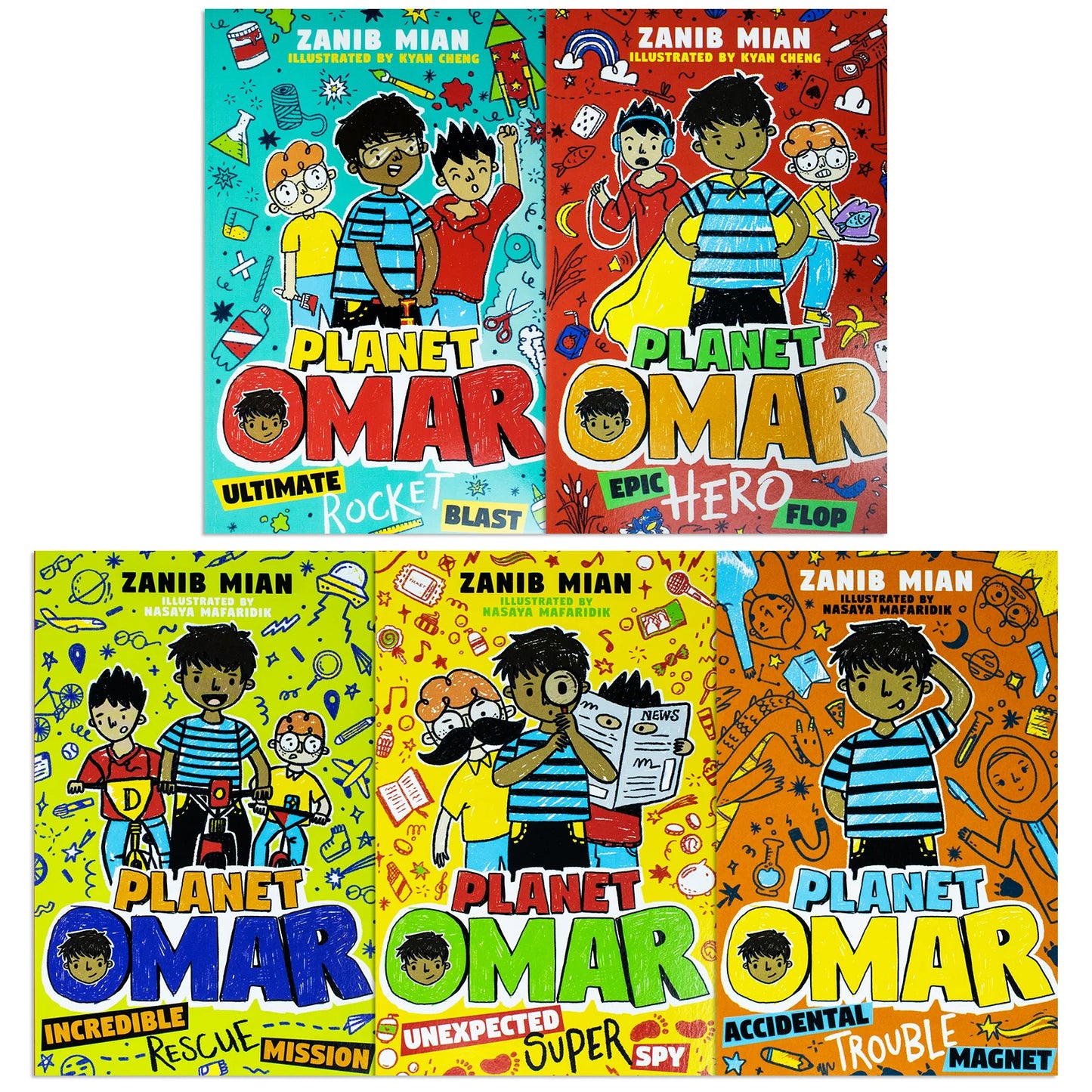 Planet Omar – 5 Book Box Set: Rocket Blast, Hero Flop, Rescue Mission, Super Spy & Trouble Magnet - By Zanib Mian - Paperback