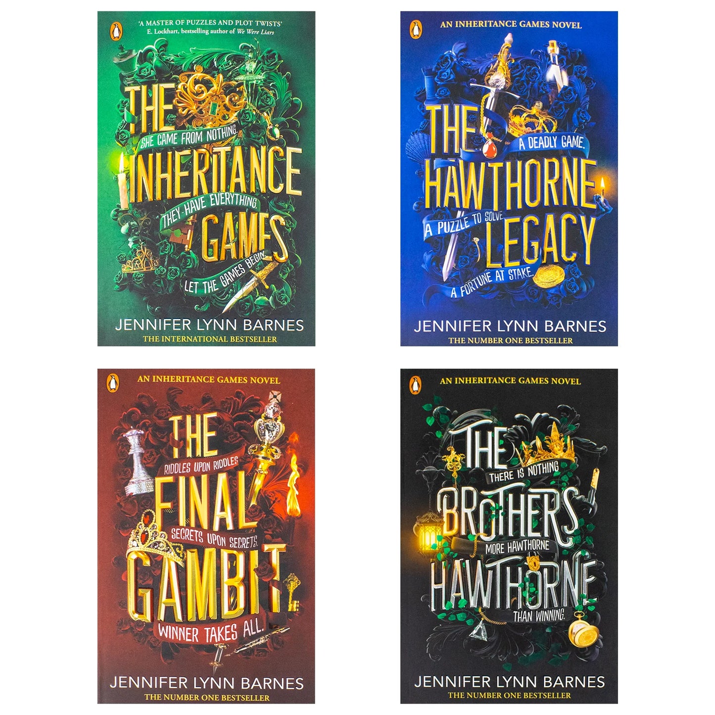 The Inheritance Games Series – 4 Book Collection Set: The Inheritance Games, The Hawthorne Legacy, The Final Gambit & The Brothers Hawthorne - By Jennifer Lynn Barnes