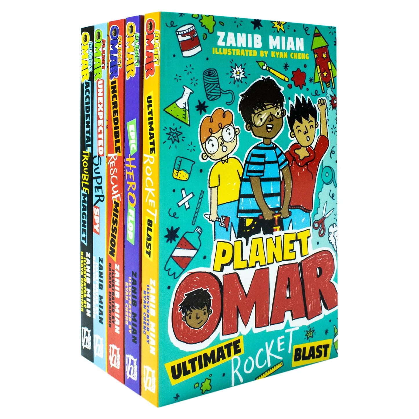 Planet Omar – 5 Book Box Set: Rocket Blast, Hero Flop, Rescue Mission, Super Spy & Trouble Magnet - By Zanib Mian - Paperback