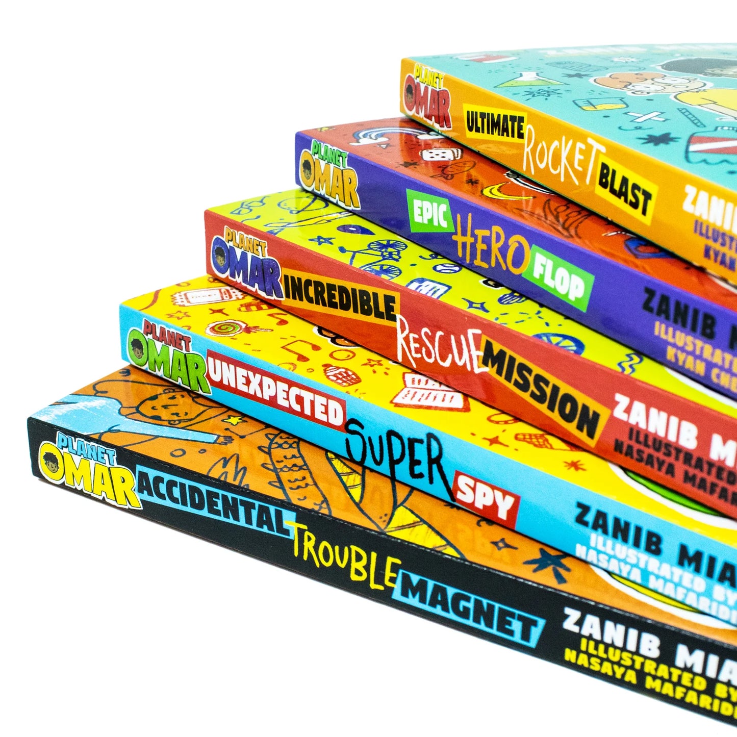Planet Omar – 5 Book Box Set: Rocket Blast, Hero Flop, Rescue Mission, Super Spy & Trouble Magnet - By Zanib Mian - Paperback