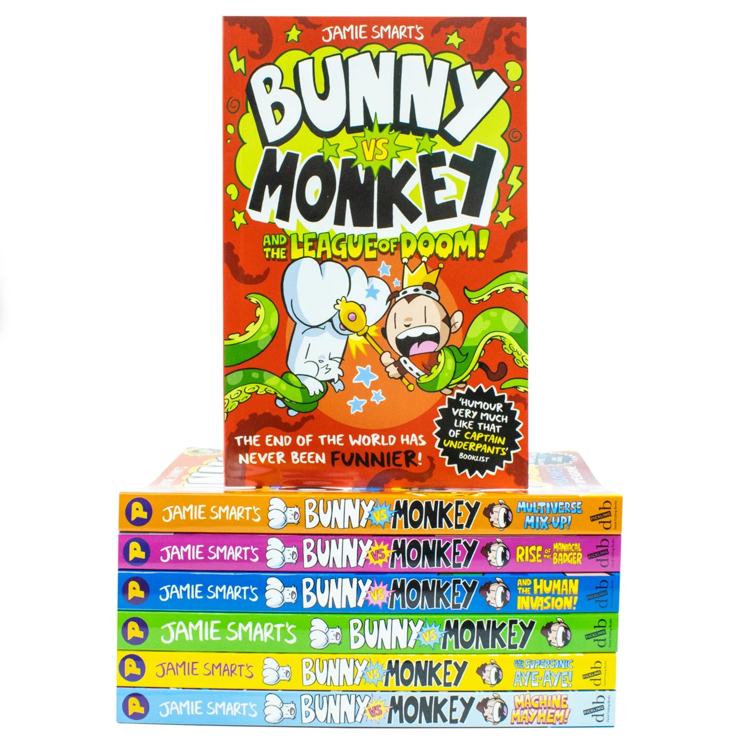 Bunny vs Monkey – 7 Book Collection Set: Funny Adventures & Illustrated Stories for Ages 6+ - By Jamie Smart
