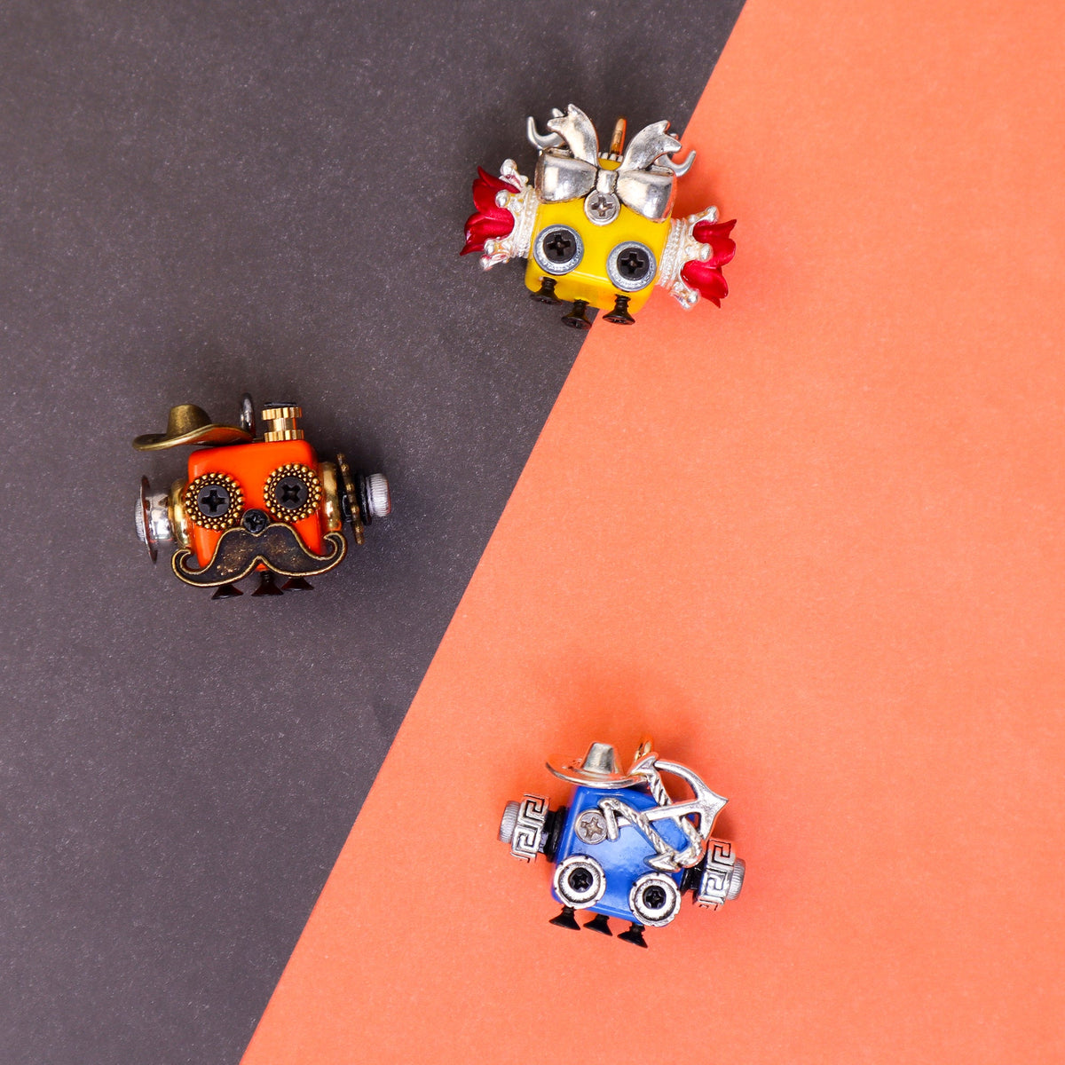 Handcrafted Wooden Bot Necklace, Keychain, or Mini Decor