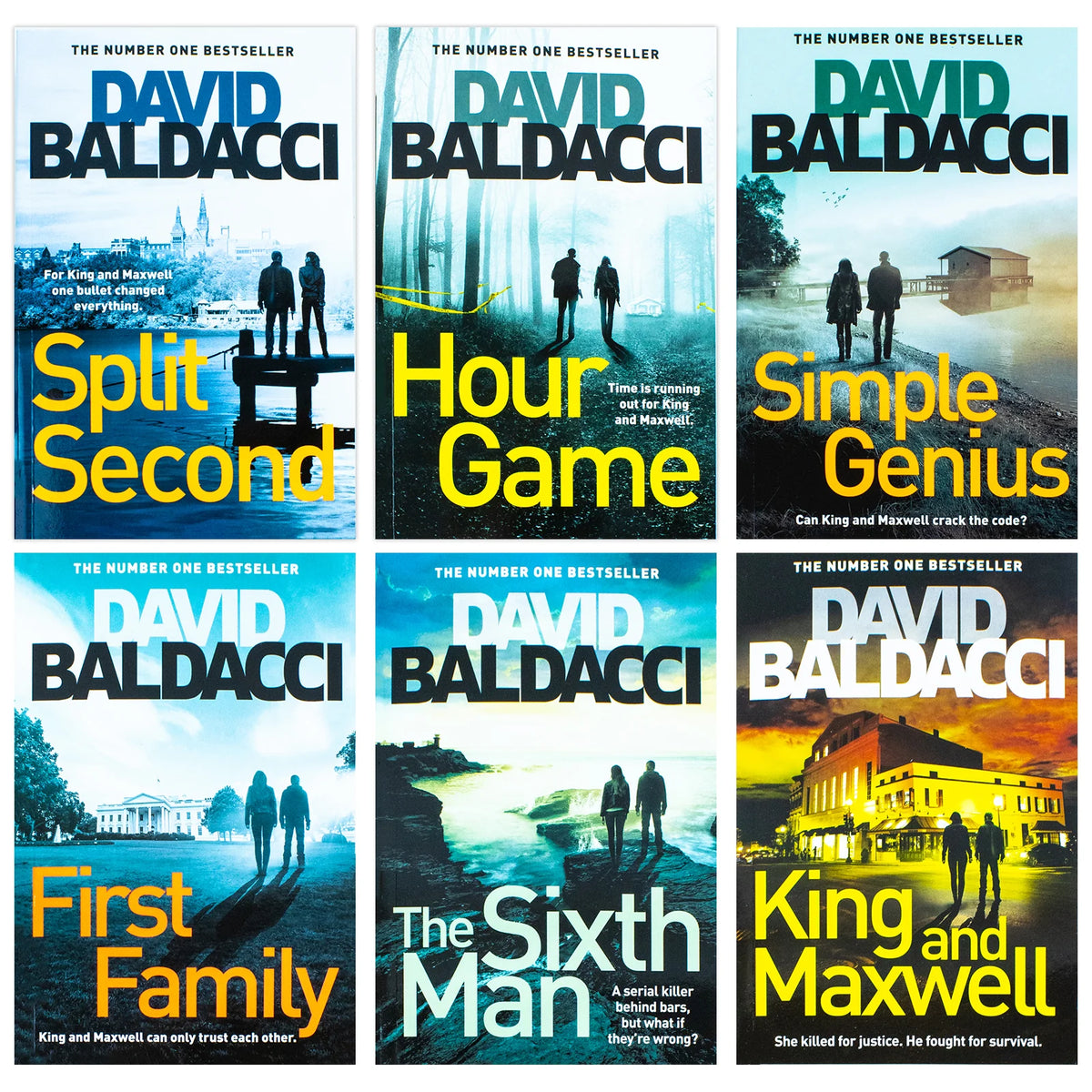 King & Maxwell Series – Complete 6 Book Set: Split Second, Hour Game, Simple Genius & More - By David Baldacci - Paperback