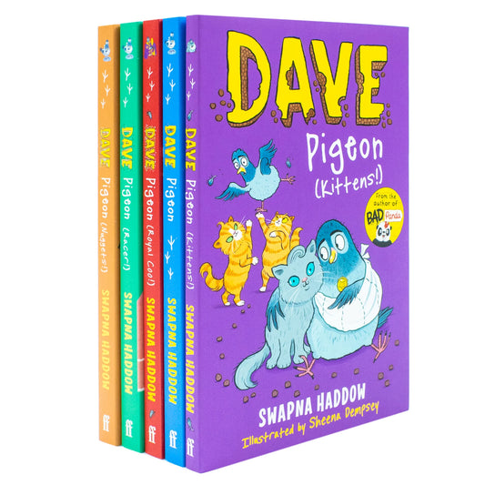 Dave Pigeon Collection – 5 Book Set: Dave Pigeon, Nuggets, Racer, Royal Coo! & Kittens! - By Swapna Haddow