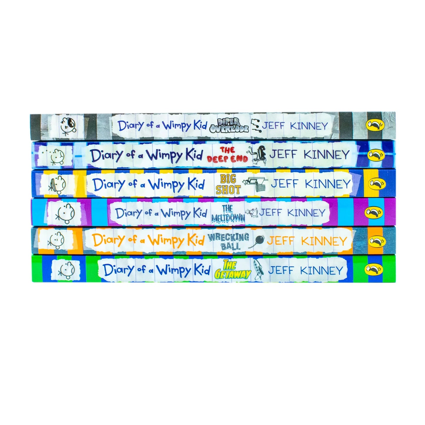 Diary of a Wimpy Kid Books 12–17 – 6 Book Collection Set: The Getaway, The Meltdown, Wrecking Ball, The Deep End, Big Shot & Diper Överlöde - By Jeff Kinney