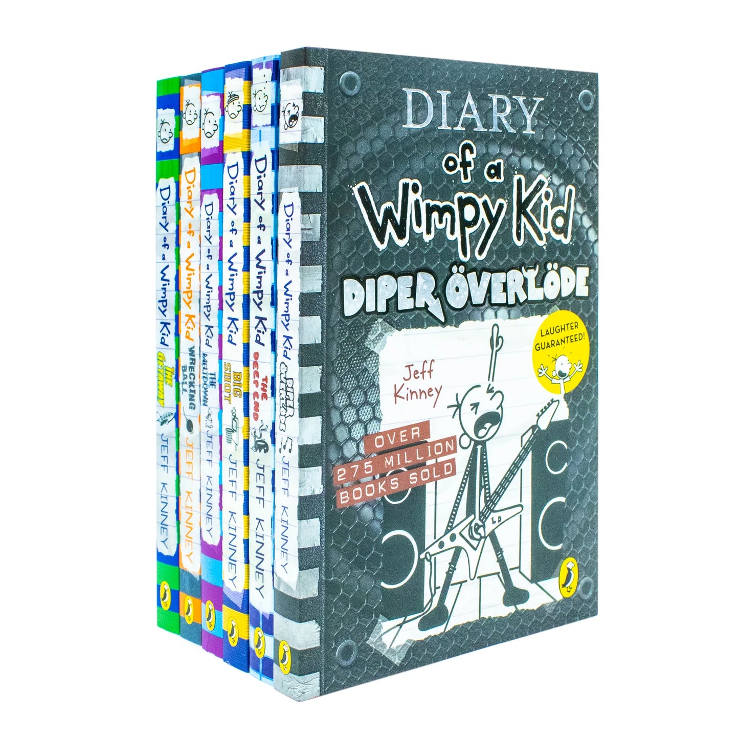 Diary of a Wimpy Kid Books 12–17 – 6 Book Collection Set: The Getaway, The Meltdown, Wrecking Ball, The Deep End, Big Shot & Diper Överlöde - By Jeff Kinney