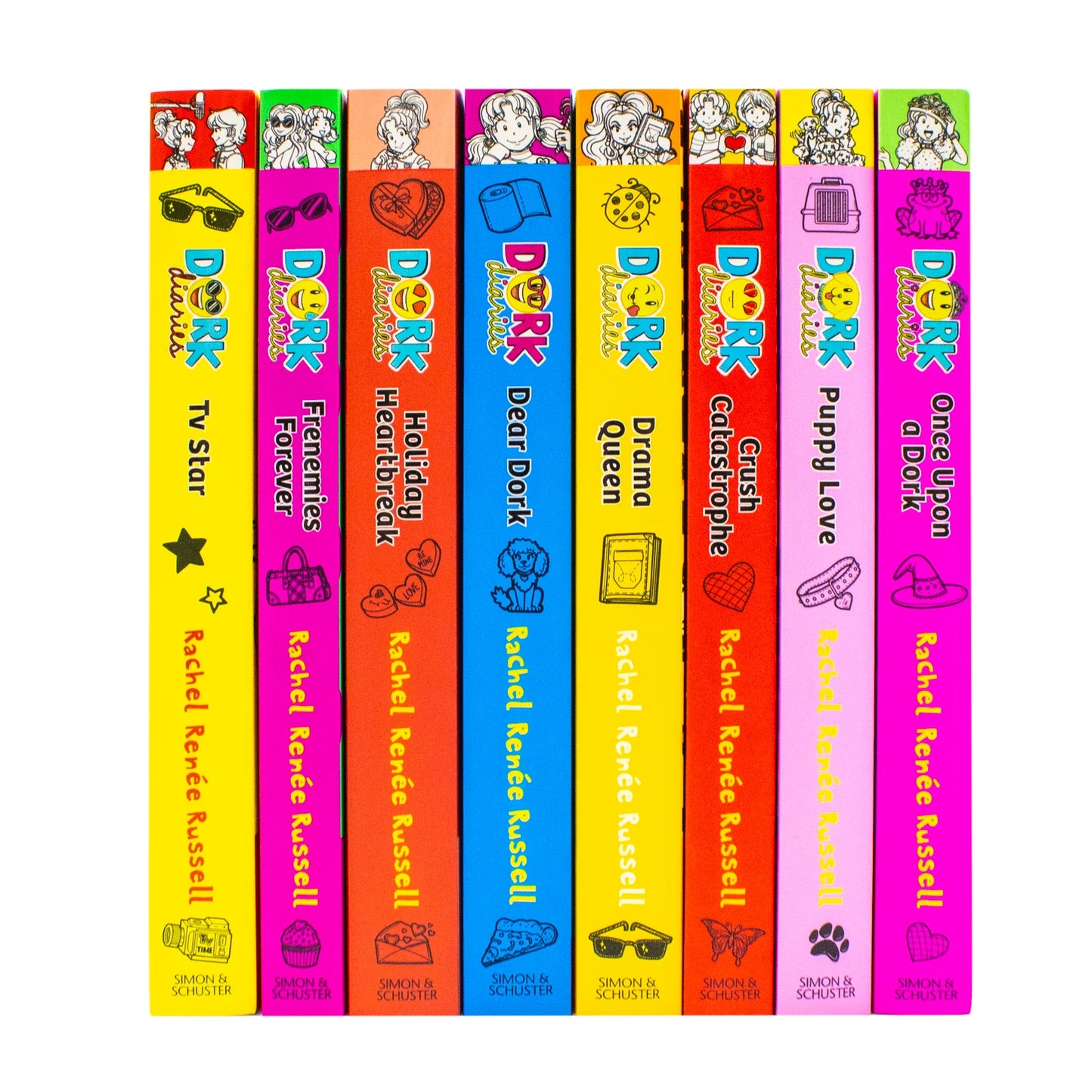 Dork Diaries – 8 Book Collection Set: TV Star, Frenemies Forever, Holiday Heartbreak, Dear Dork & More - By Rachel Renée Russell - Paperback