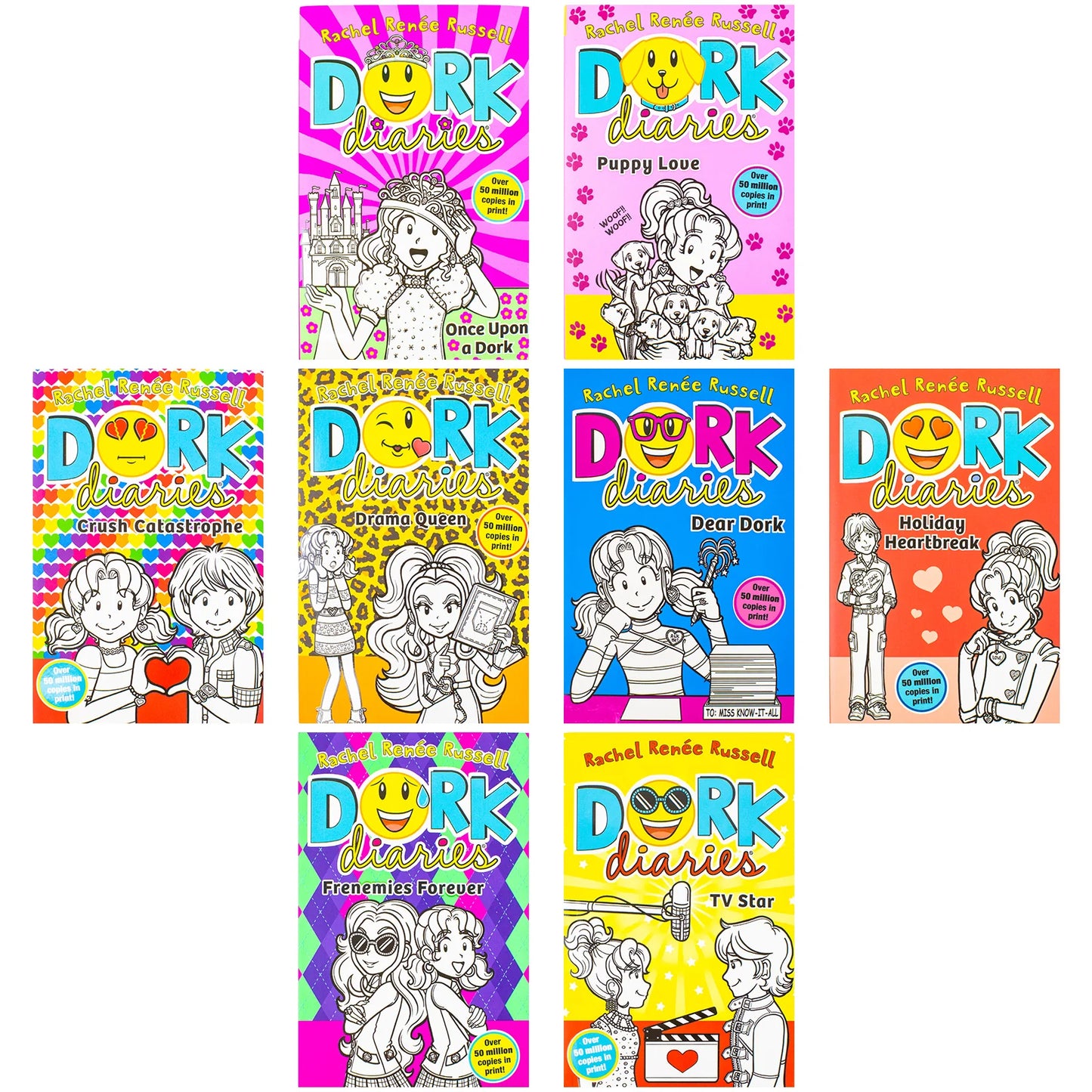 Dork Diaries – 8 Book Collection Set: TV Star, Frenemies Forever, Holiday Heartbreak, Dear Dork & More - By Rachel Renée Russell - Paperback