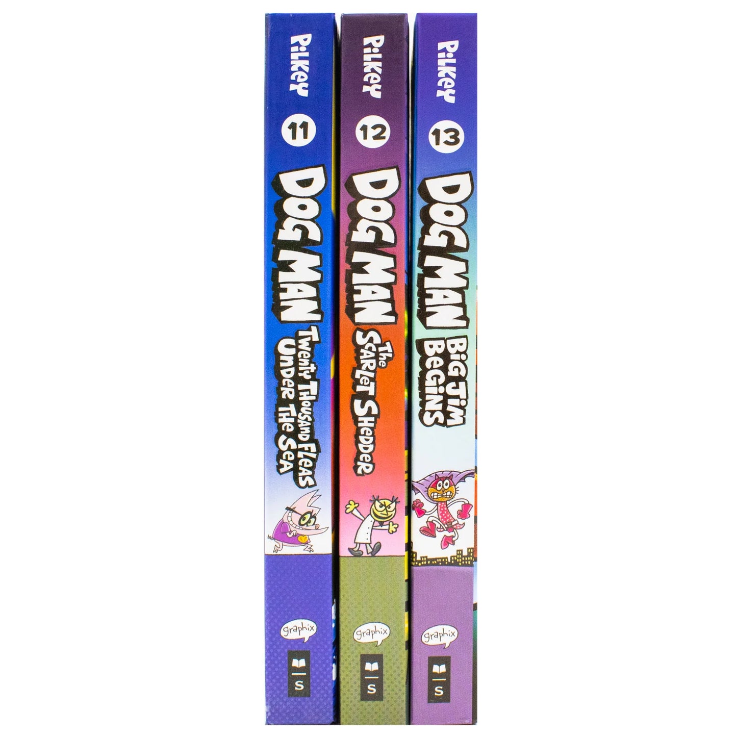 Dog Man Series Books 11–13 – 3 Book Collection Set: Twenty Thousand Fleas Under the Sea, The Scarlet Shedder & Big Jim Begins - By Dav Pilkey