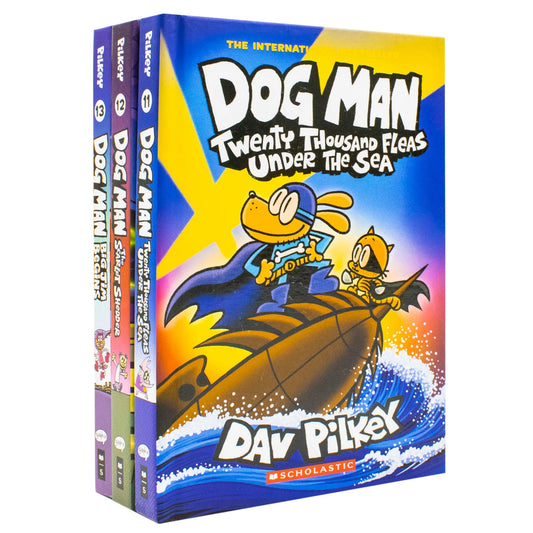 Dog Man Series Books 11–13 – 3 Book Collection Set: Twenty Thousand Fleas Under the Sea, The Scarlet Shedder & Big Jim Begins - By Dav Pilkey