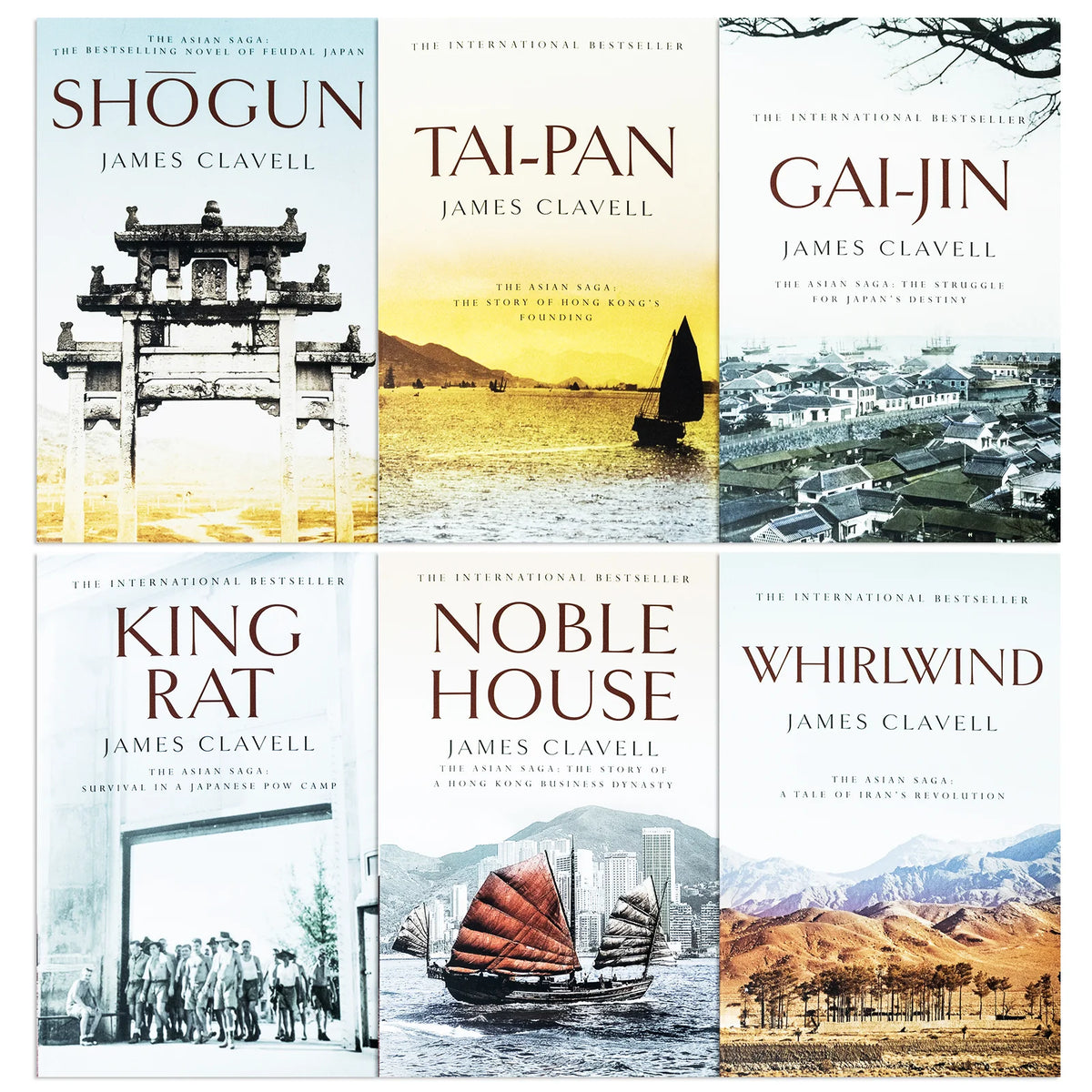 James Clavell – 6 Book Collection Set: Shogun, Tai-Pan, Gai-Jin, King Rat, Noble House & Whirlwind - Historical Fiction