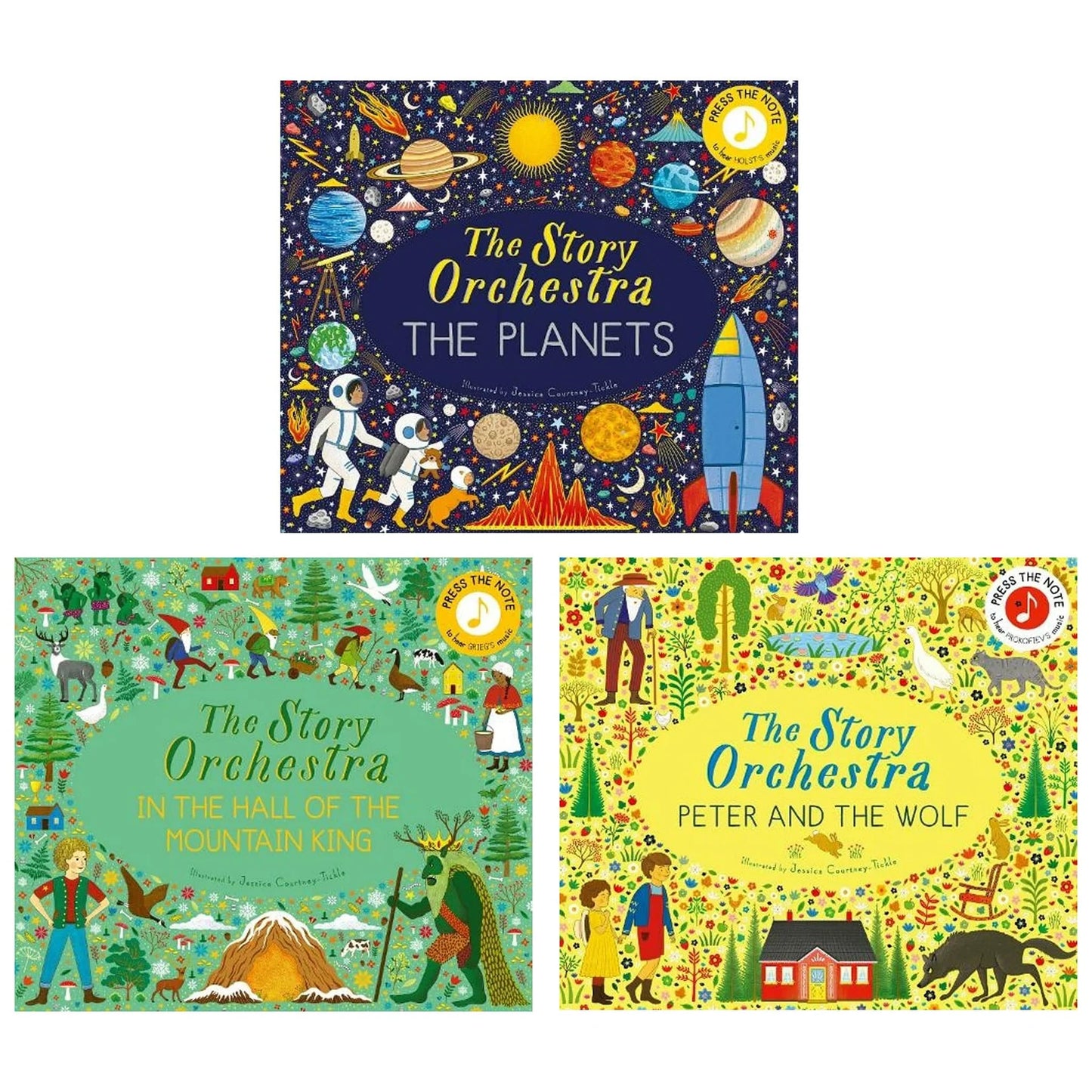 The Story Orchestra Series – 3 Book Collection Set: In the Hall of the Mountain King, The Planets & Peter and the Wolf - By Jessica Courtney-Tickle