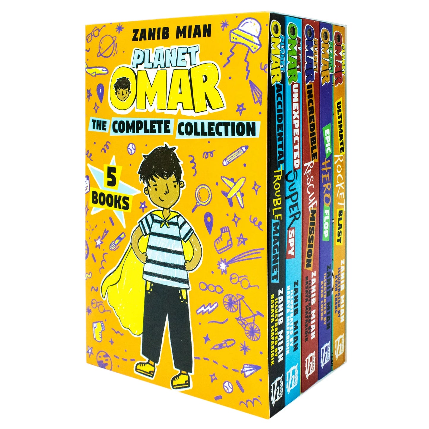 Planet Omar – 5 Book Box Set: Rocket Blast, Hero Flop, Rescue Mission, Super Spy & Trouble Magnet - By Zanib Mian - Paperback