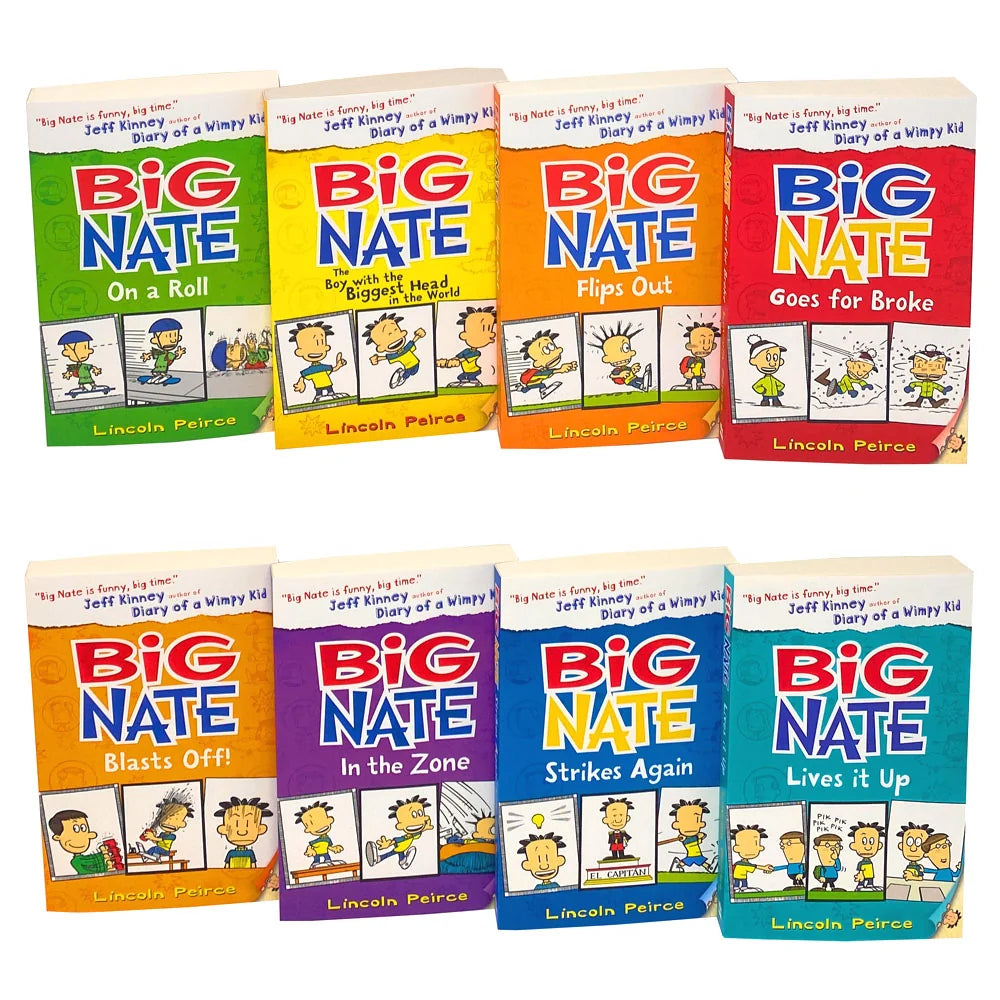 Big Nate Series – 8 Book Collection Set: Humour, School Adventures & Comics - By Lincoln Peirce - Paperback, Ages 8+