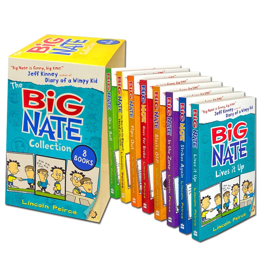 Big Nate Series – 8 Book Collection Set: Humour, School Adventures & Comics - By Lincoln Peirce - Paperback, Ages 8+