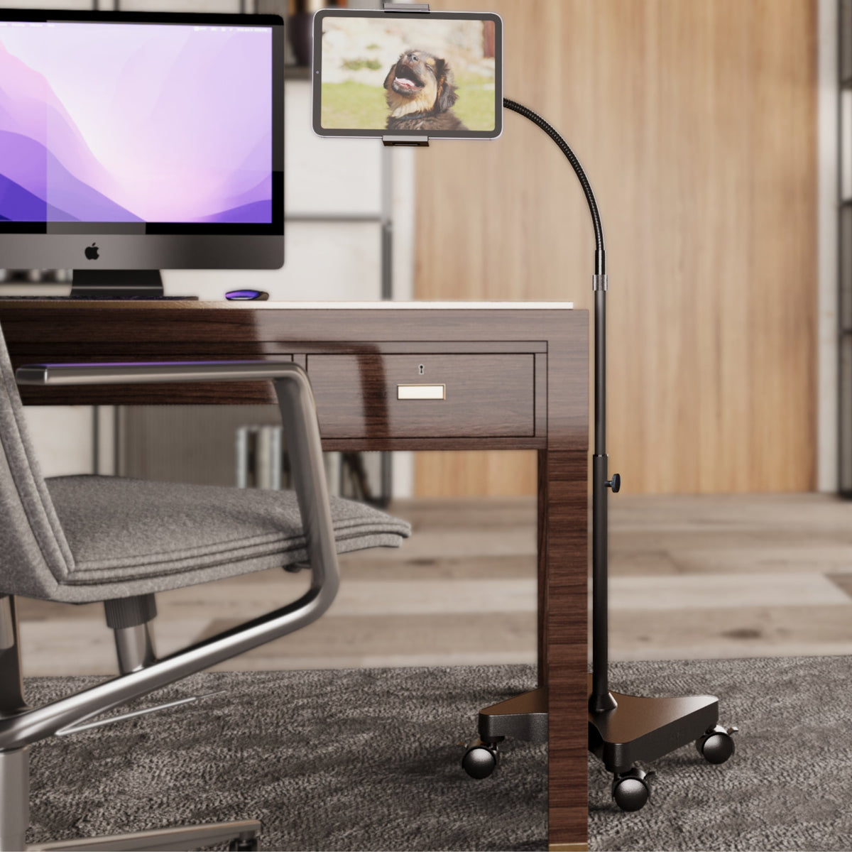 LEVO Gooseneck Tablet Floor Stand with Casters
