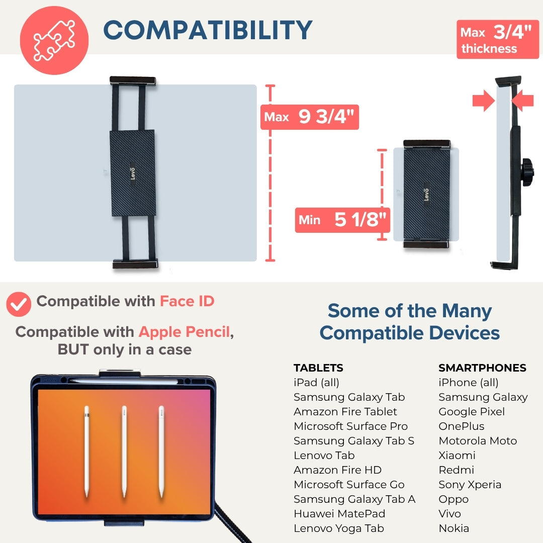 LEVO Gooseneck Tablet Floor Stand with Casters