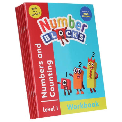 Numberblocks & Alphablocks Level 1 – 6 Workbook Collection Set with Stickers: Numbers, Counting, Adding & Subtracting - Early Learning Activity Books